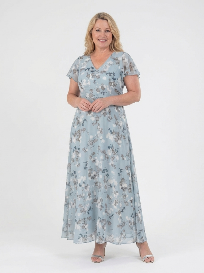 Auvelle | Robe Maxi en Chiffon Floral Ismeria