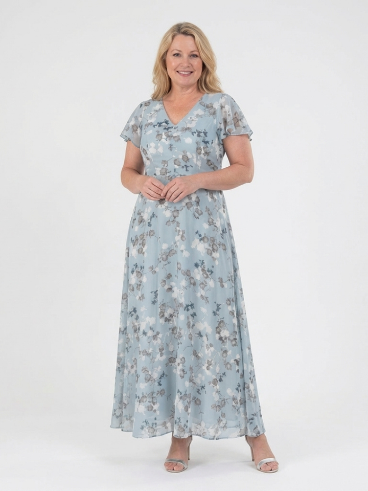 Auvelle | Robe Maxi en Chiffon Floral Ismeria