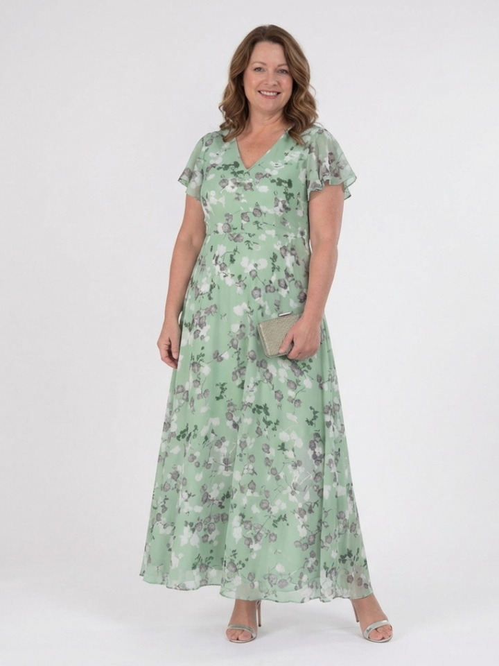 Auvelle | Robe Maxi en Chiffon Floral Ismeria