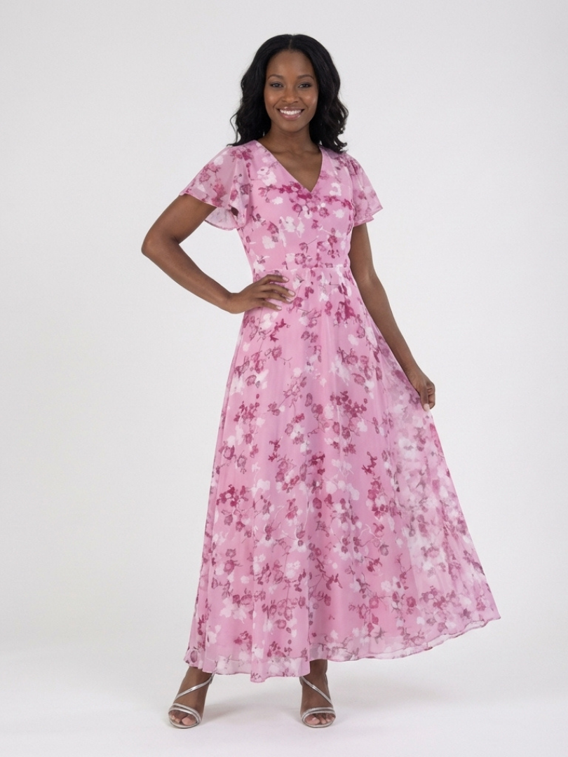 Auvelle | Robe Maxi en Chiffon Floral Ismeria