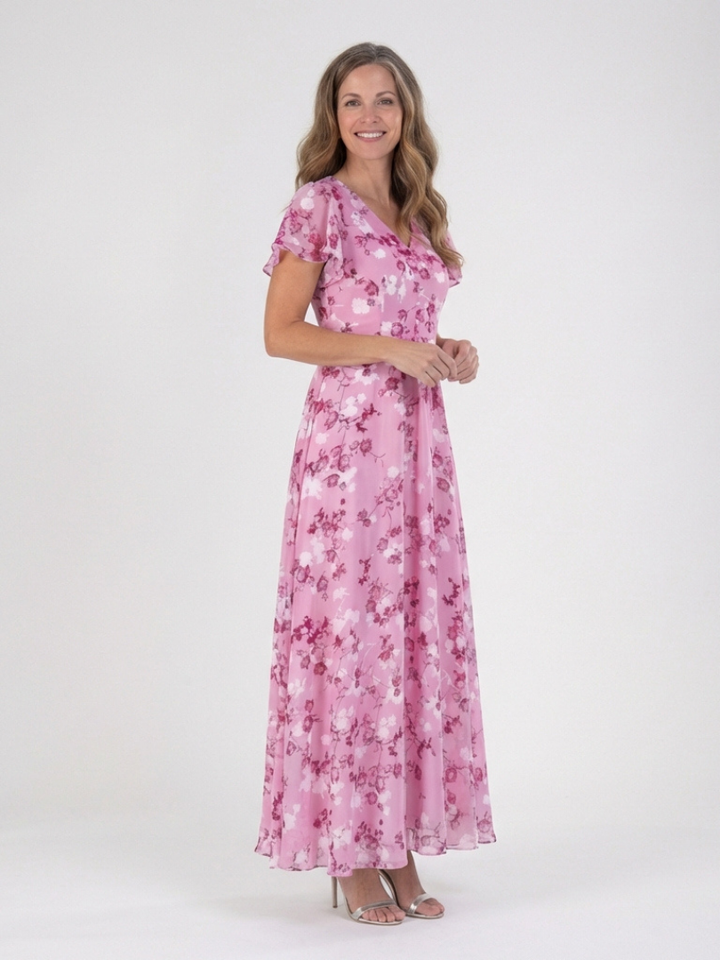 Auvelle | Robe Maxi en Chiffon Floral Ismeria