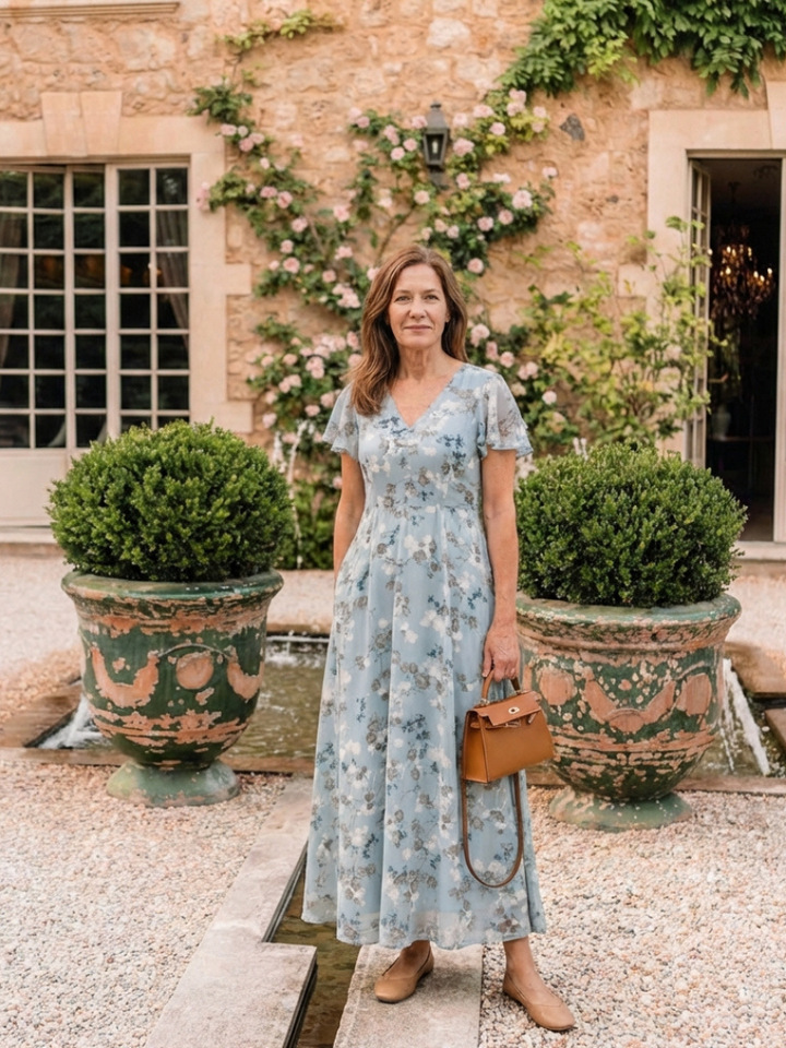Auvelle | Robe Maxi en Chiffon Floral Ismeria