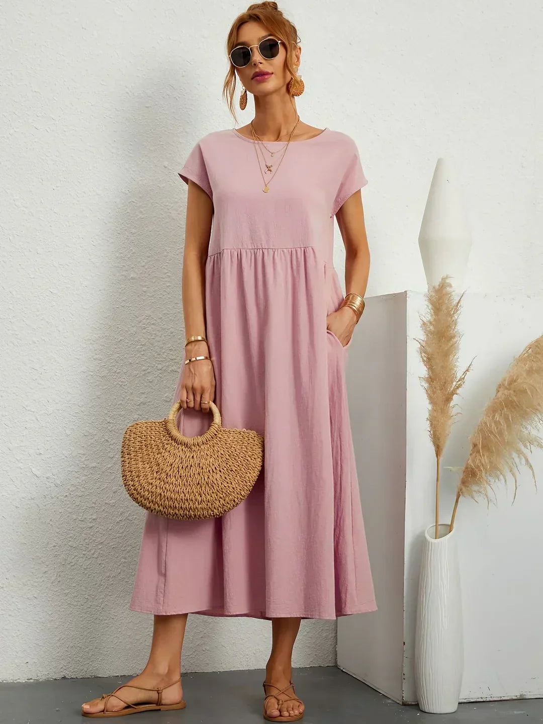 Catalina | Robe midi fluide en coton et soie