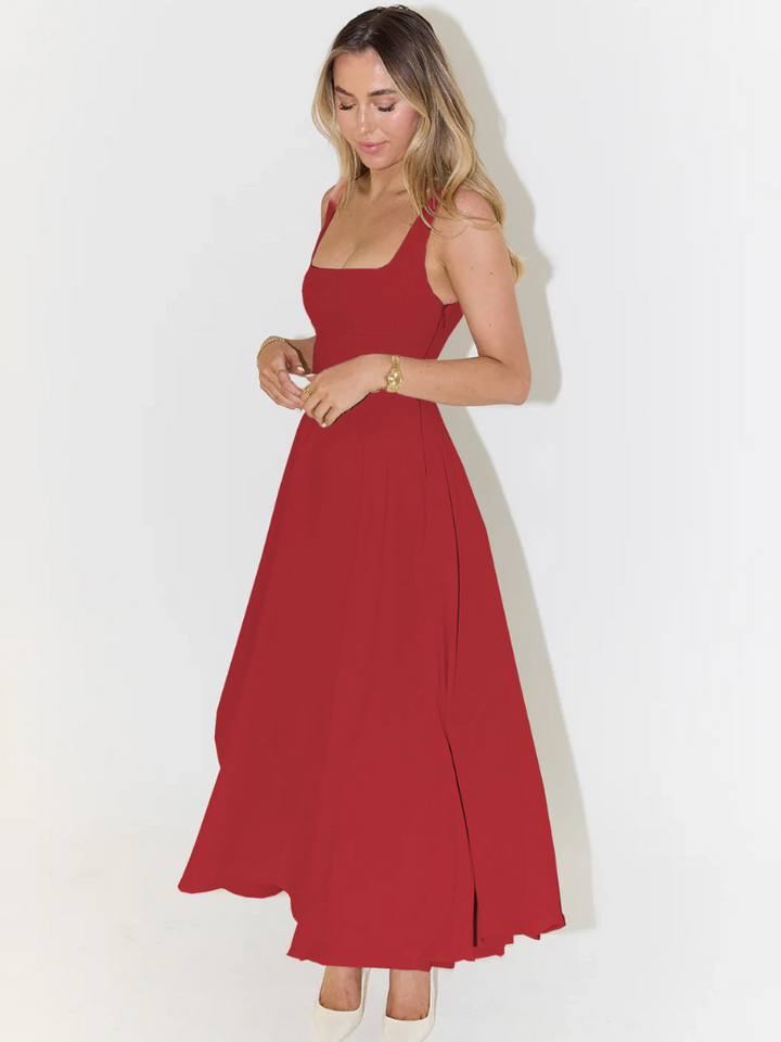 Grace | Robe midi fluide avec décolleté carré