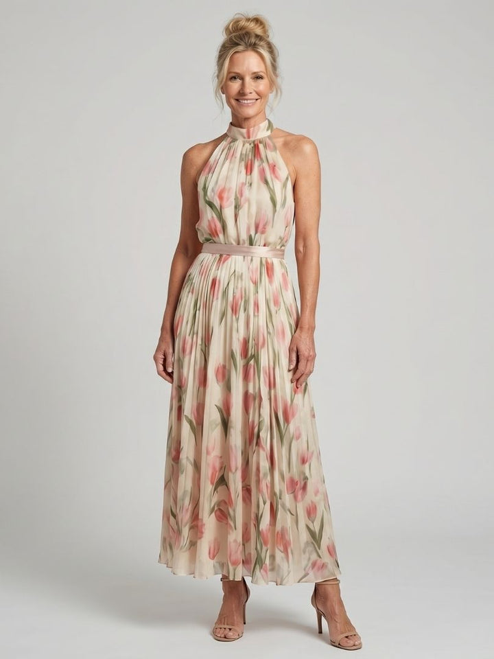 Auvelle | Robe Midi Fleurie à Encolure Halter