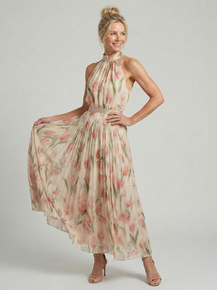 Auvelle | Robe Midi Fleurie à Encolure Halter