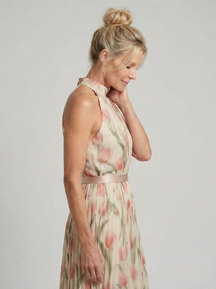 Auvelle | Robe Midi Fleurie à Encolure Halter