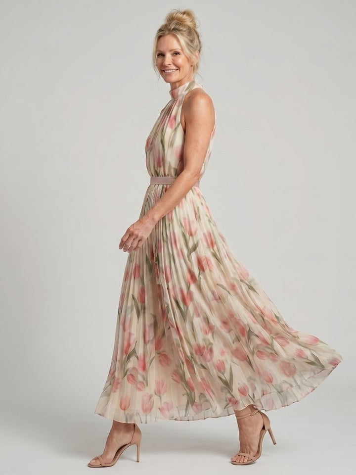 Auvelle | Robe Midi Fleurie à Encolure Halter
