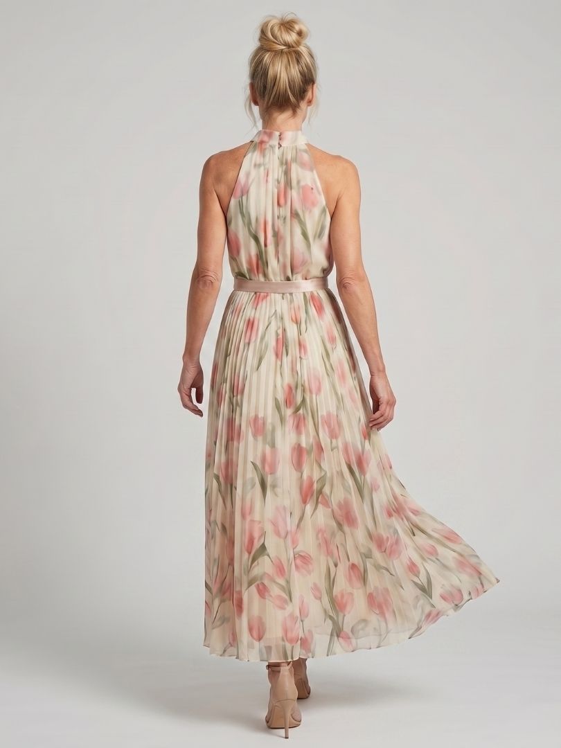 Auvelle | Robe Midi Fleurie à Encolure Halter