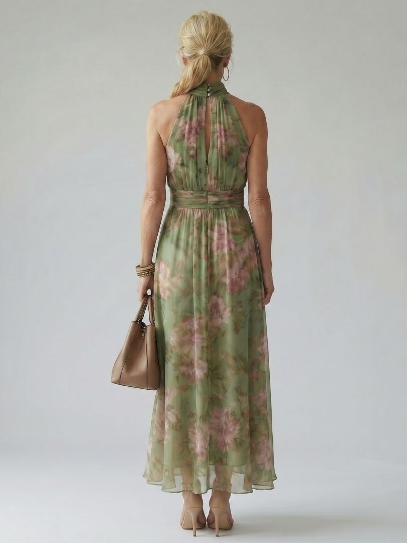 Auvelle | Robe Midi à Dos Nu Froncée