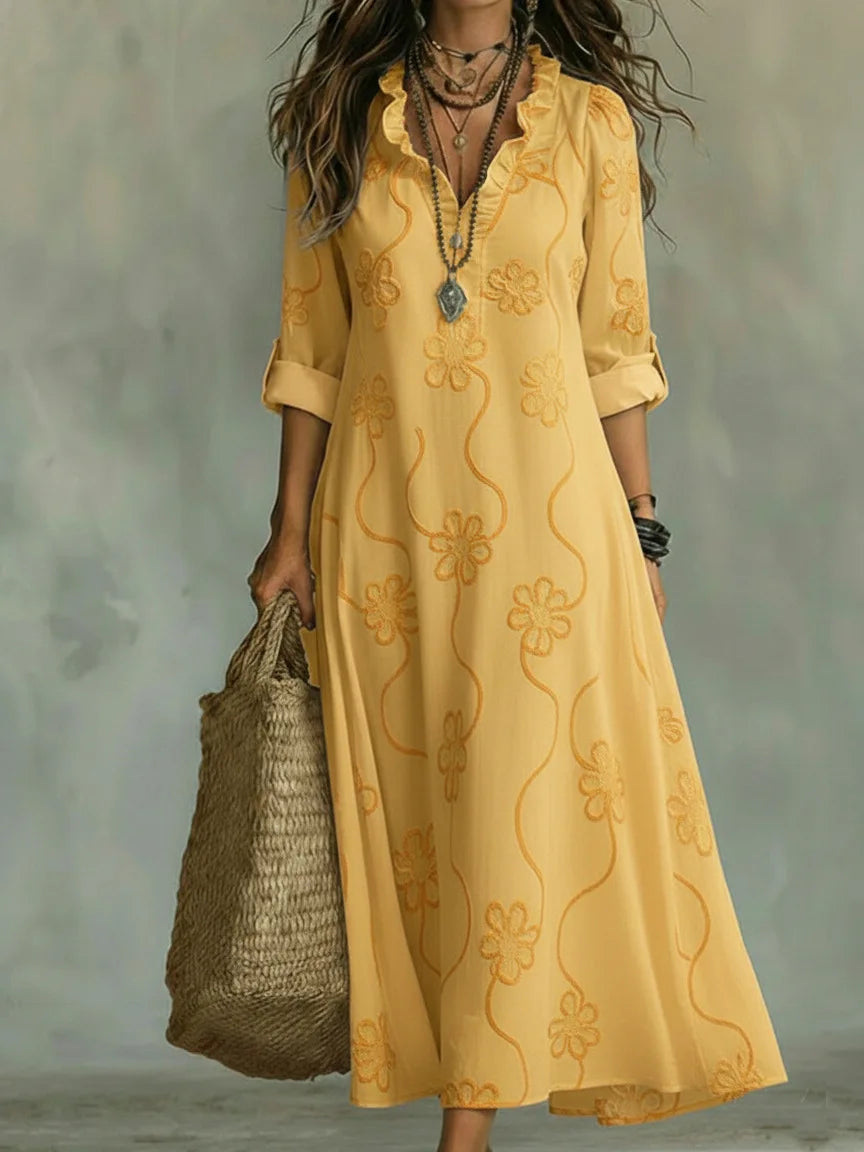 Valentina | Robe maxi bohémienne à silhouette fluide et imprimé floral