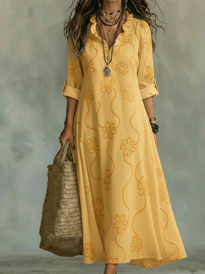 Valentina | Robe maxi bohémienne à silhouette fluide et imprimé floral