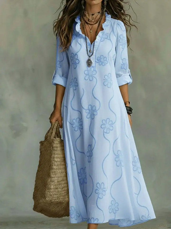 Valentina | Robe maxi bohémienne à silhouette fluide et imprimé floral