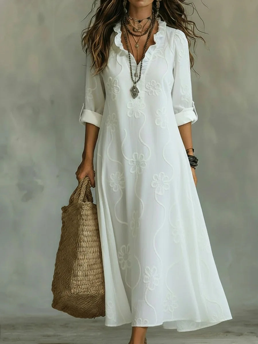 Valentina | Robe maxi bohémienne à silhouette fluide et imprimé floral