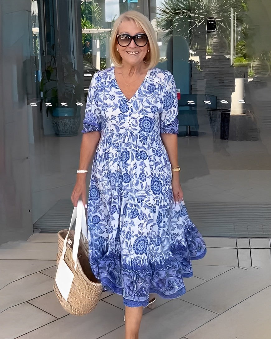 Rocío | Robe maxi florale élégante avec décolleté en V