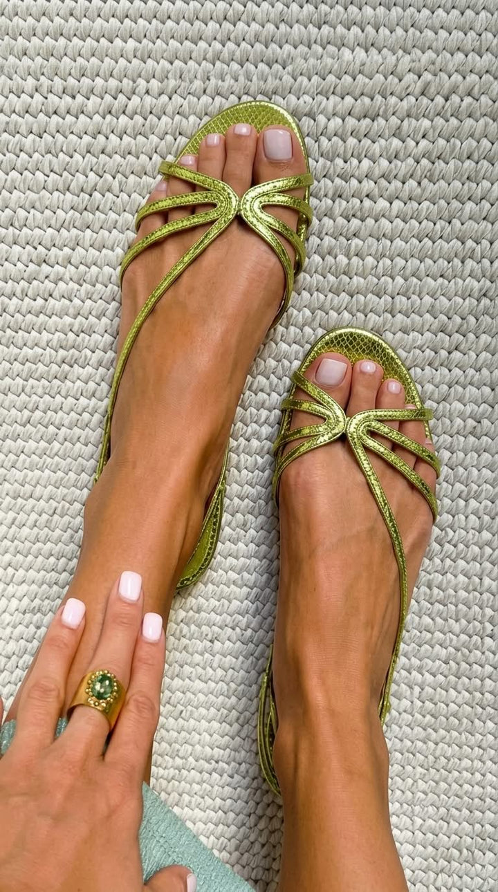 Léa | Sandales à Brides Effet Serpent Métallisé