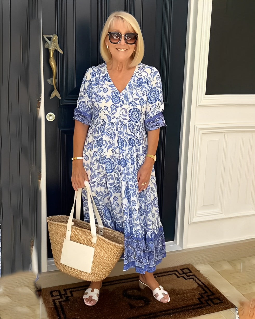 Rocío | Robe maxi florale élégante avec décolleté en V