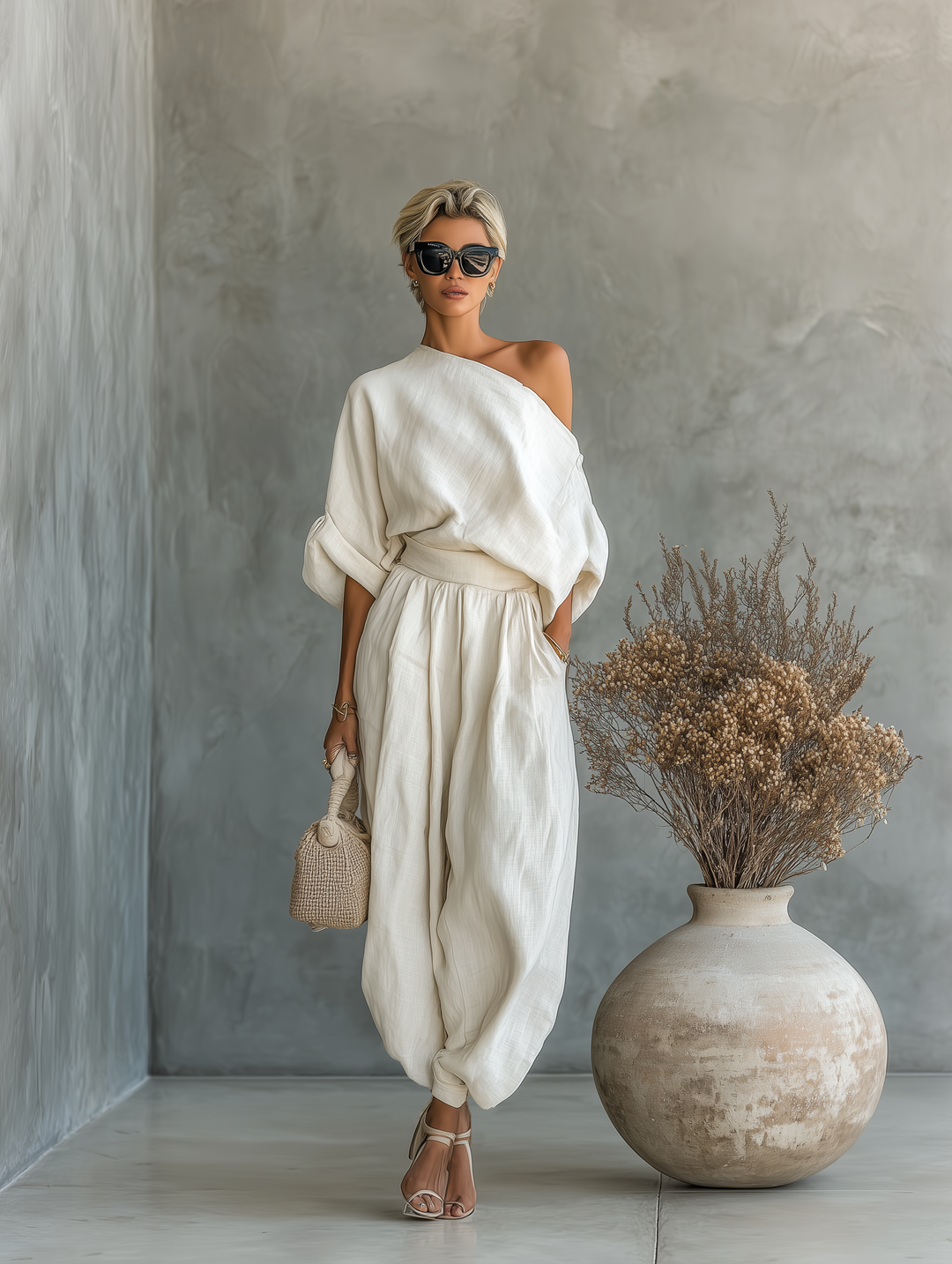Lisa | Ensemble Top Doux Off-Shoulder et Pantalons Ajustés