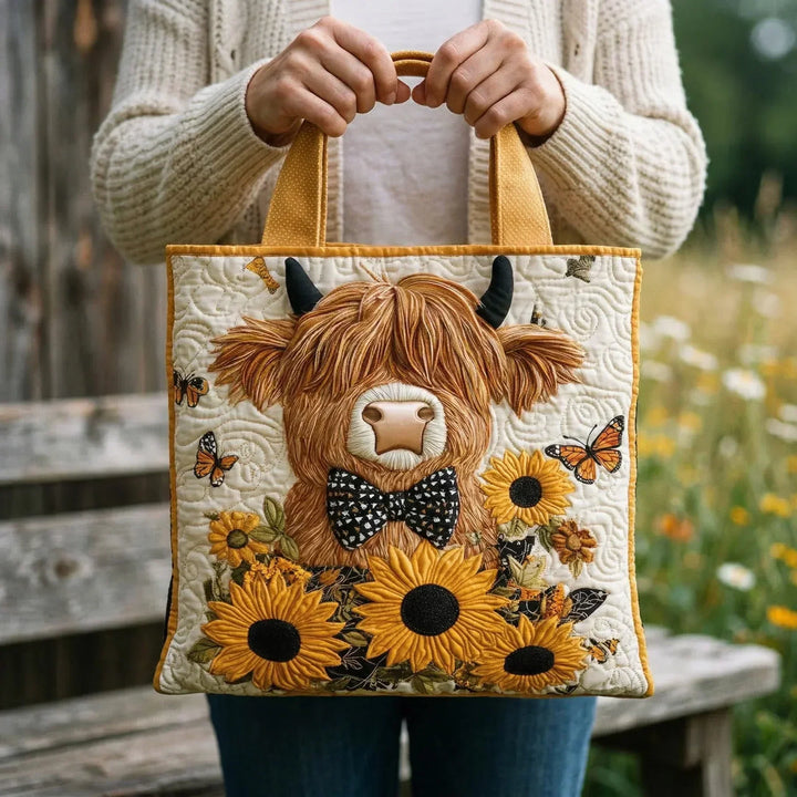 Sac matelassé - Vache des Highlands et Tournesols