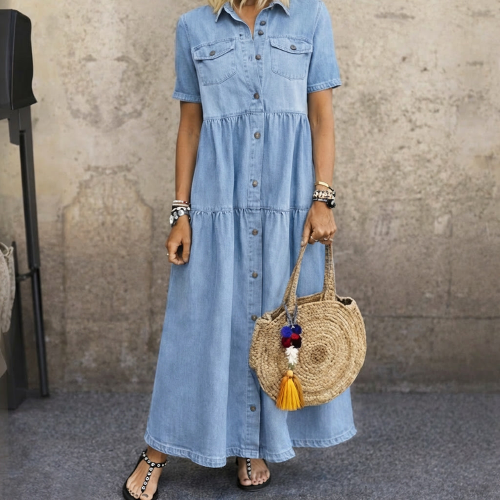 Elizabeth | Robe Midi À Bouton En Avant