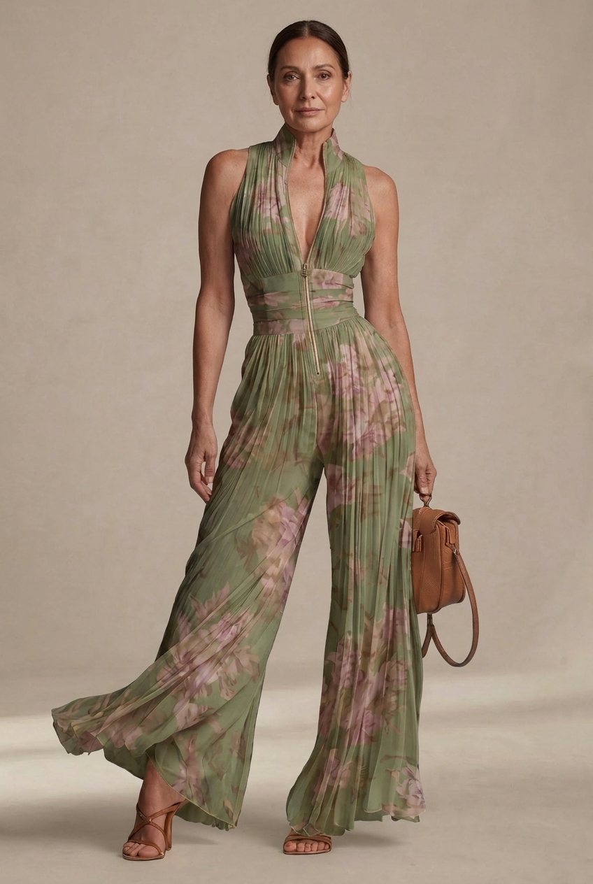 Sofia | Combinaison plissée en voile floral