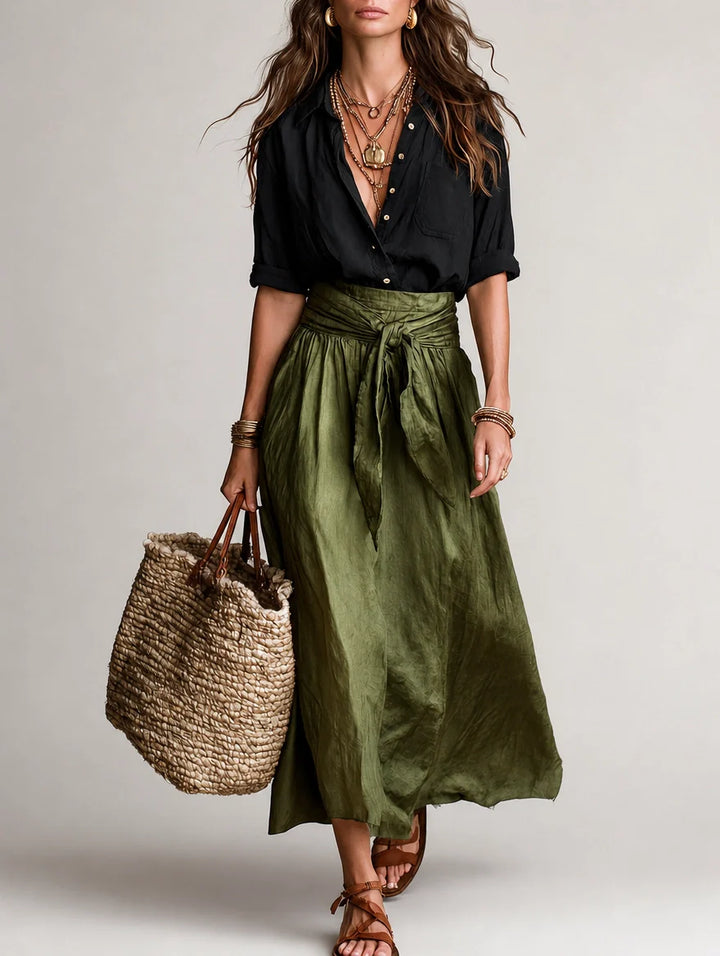 Martina | Robe maxi élégante et fluide à épaule unique