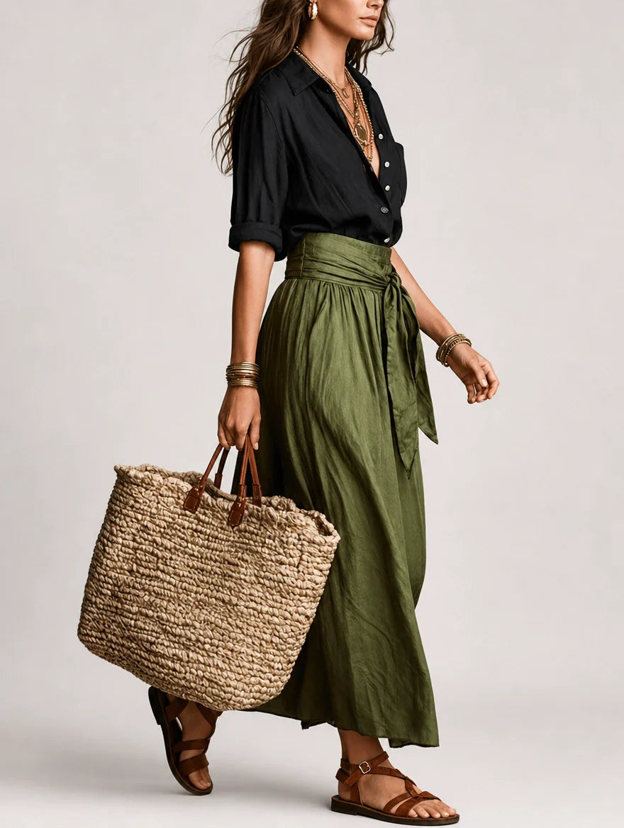 Martina | Robe maxi élégante et fluide à épaule unique