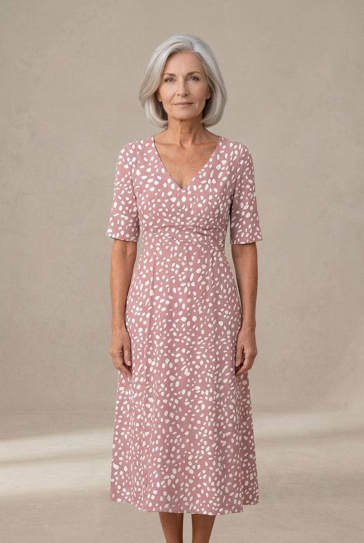 Colette | Robe midi fluide avec imprimé à pois et effet réducteur