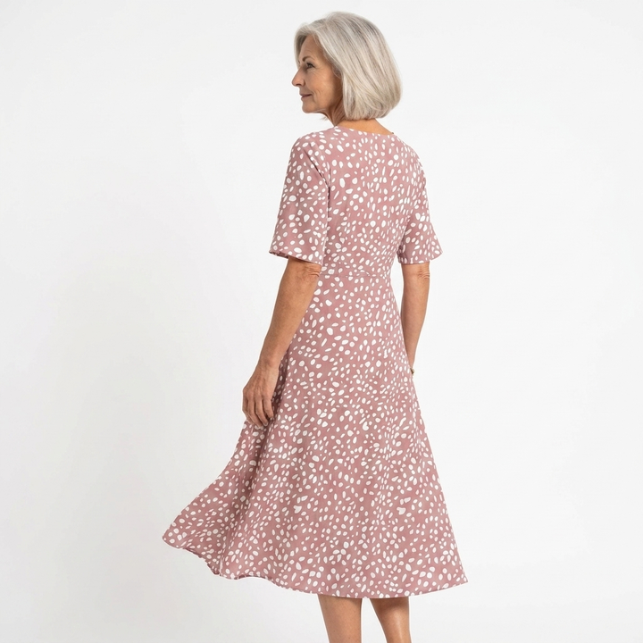 Colette | Robe midi fluide avec imprimé à pois et effet réducteur