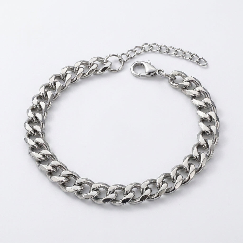 Chaîne Cubaine Cheville — Argent