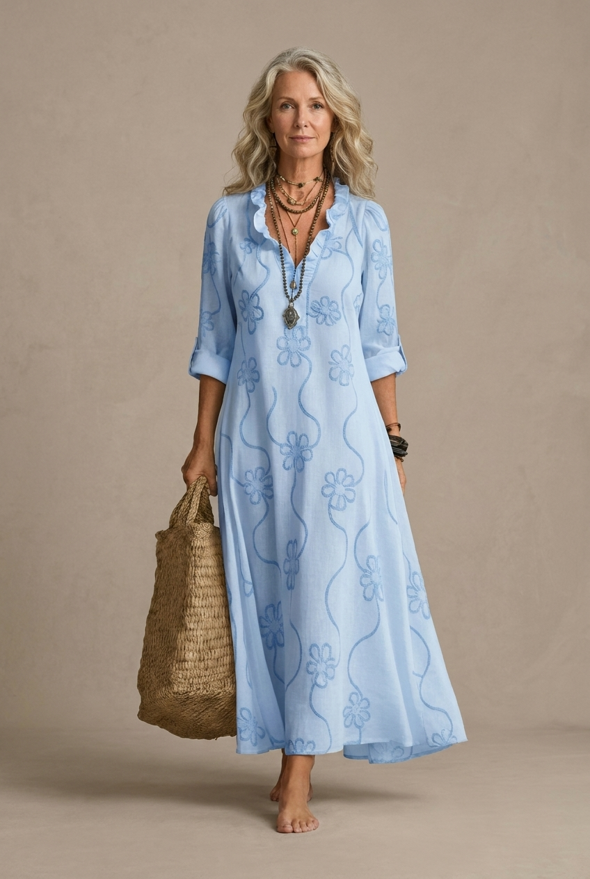 Valentina | Robe maxi bohémienne à silhouette fluide et imprimé floral
