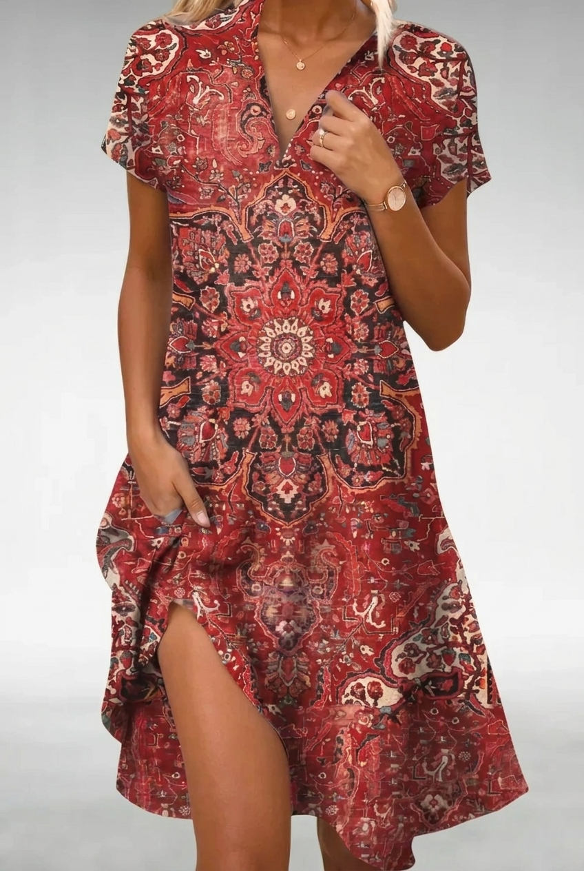 Isabella | Robe midi florale à silhouette fluide et légèreté absolue