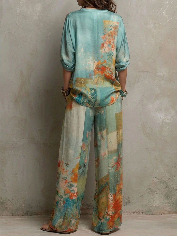 Madeleine | Ensemble élégant à imprimé floral avec pantalon large