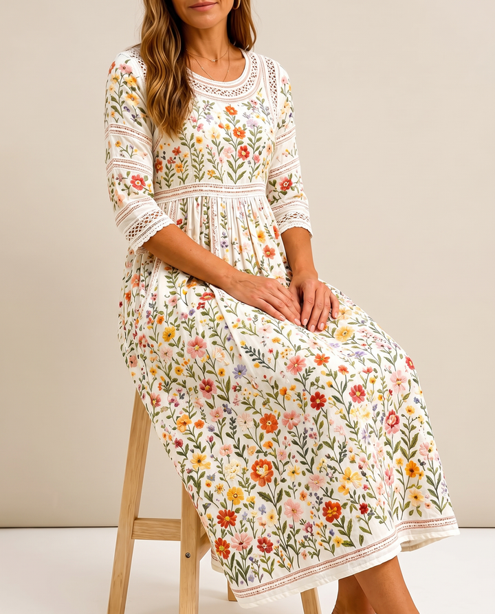 Robe Midi Charmante des Prairies de Fleurs Sauvages