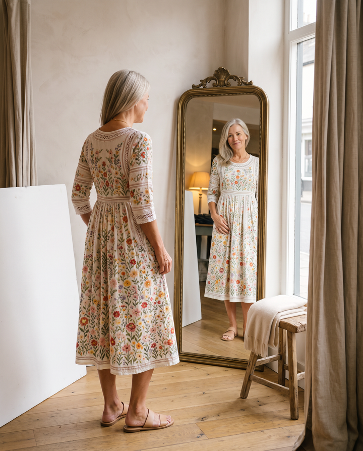 Robe Midi Charmante des Prairies de Fleurs Sauvages